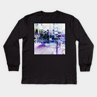 tokyo scene, inverted colour Kids Long Sleeve T-Shirt